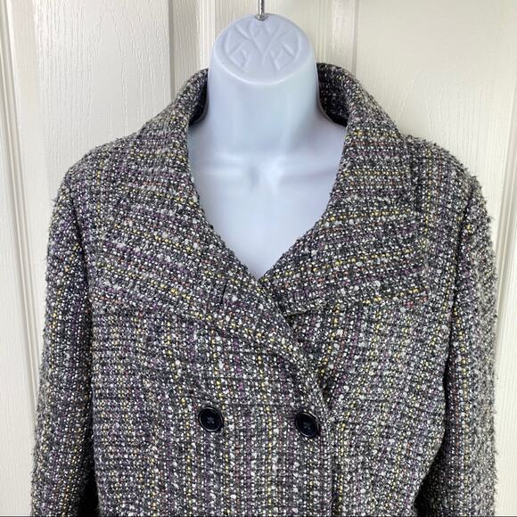 GAP Tweed Wool Blend Double Breasted Pea Coat Sz M - Picture 2 of 9